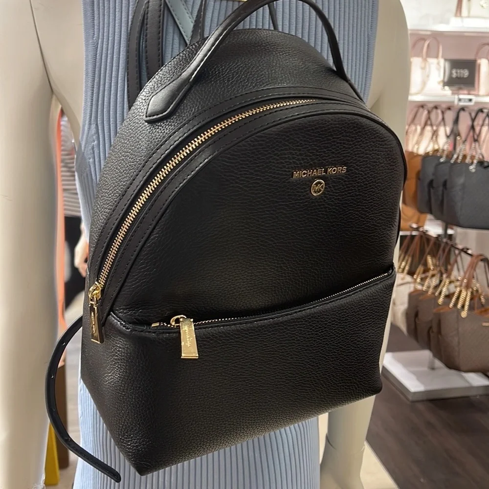 Michael Kors Womens Valerie Medium Logo Backpack 30F2G9VB2B  Black NWT